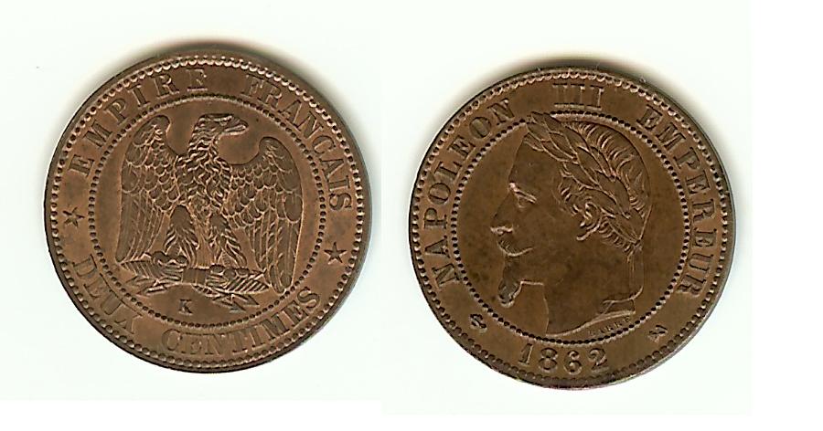 2 Centimes Napoléon III 1862K Bordeaux SPL- à SPL
